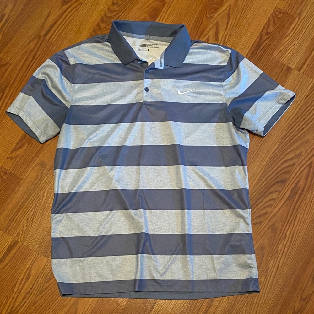 Nike Men's Striped Polo in Blue and Gray